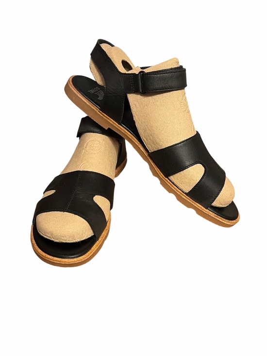 Sorel Shoes - Sorel Black Leather Open-Toe Sandals with Tan Footbed